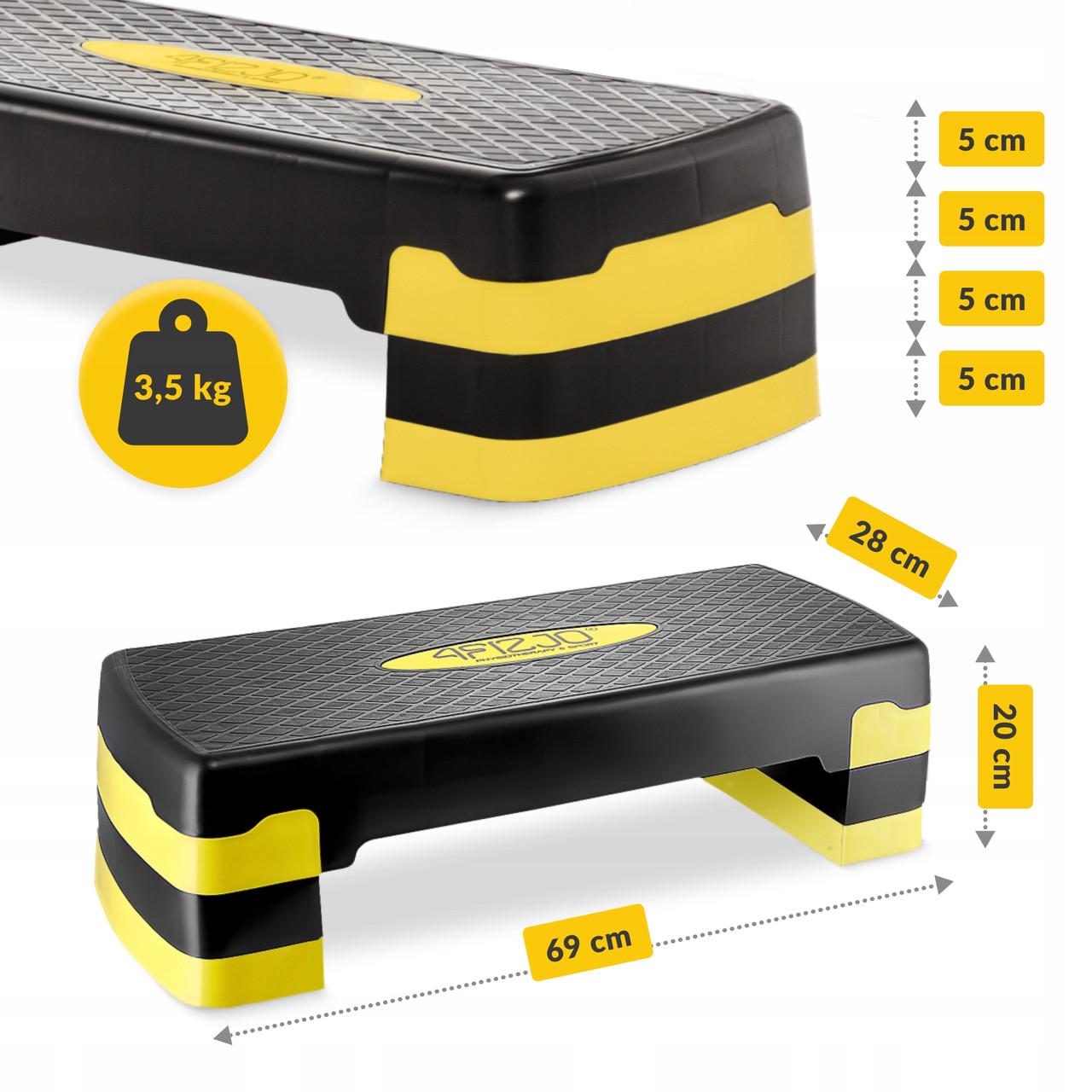 Степ-платформа 3-ступенчатая 4fizjo 69х28х10-15-20 см Black/Yellow (P-5907739311436) - фото 6