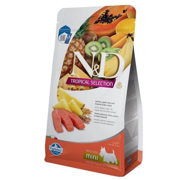 Корм сухой низкозерновой Farmina N&D Tropical Selection для взрослых собак мелких пород с лососем и тропическими фруктами 1,5 кг (2998382299)