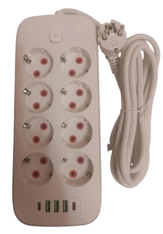 Удлинитель Power Socket бытовой 8 розеток 3 USB порта 5 м (2104618792) - фото 4