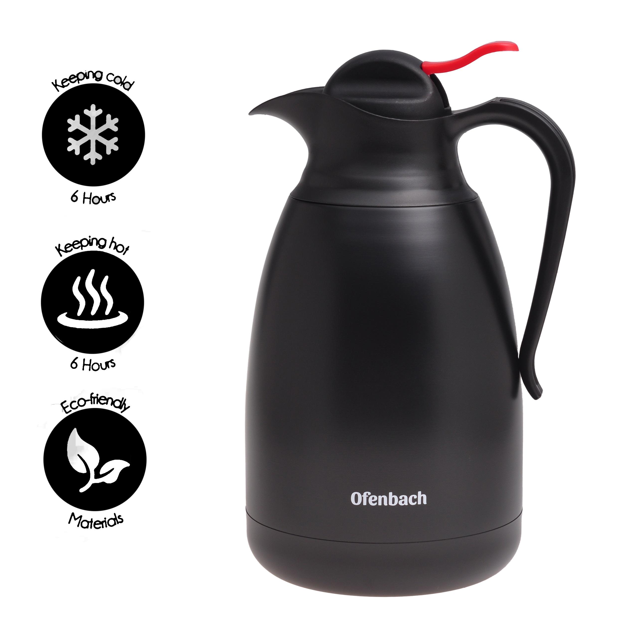 Термос конференционный с пластиковой крышкой и ручкой Ofenbach КМ-101332 из нержавеющей стали 1500 мл Черный (150-84-101332) - фото 5