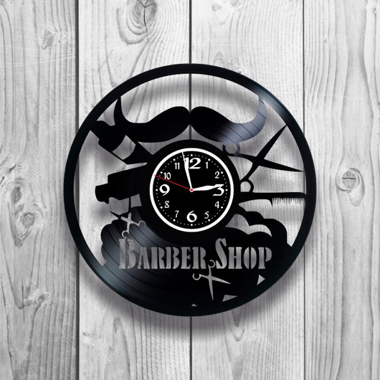 Годинник настінний Барбершоп 0055 з вінилової платівки