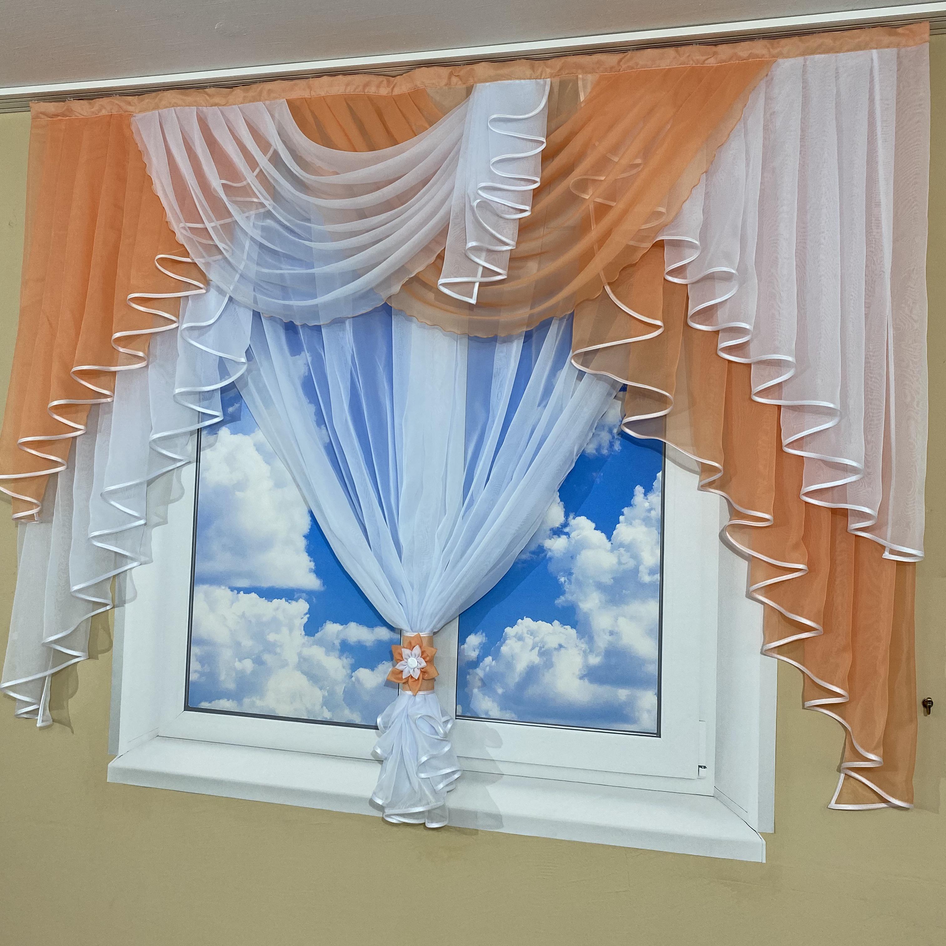 Ламбрекен с тюлью TG Home №431 Персиковый (431-30) - фото 3