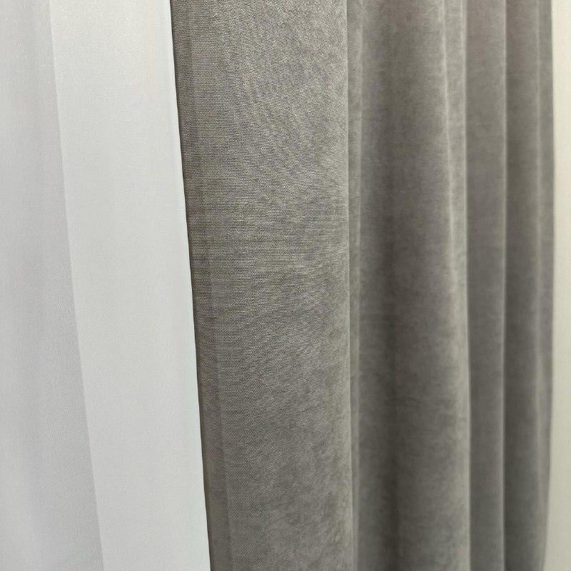Комплект штор микровелюр 2 шт. 1,5х2,7 м готовые на шторной тесьме 6 см Серый (petek-V44) - фото 7 Комплект штор микровелюр 2 шт. 1,5х2,7 м готовые на шторной тесьме 6 см Серый (petek-V44) - фото 7