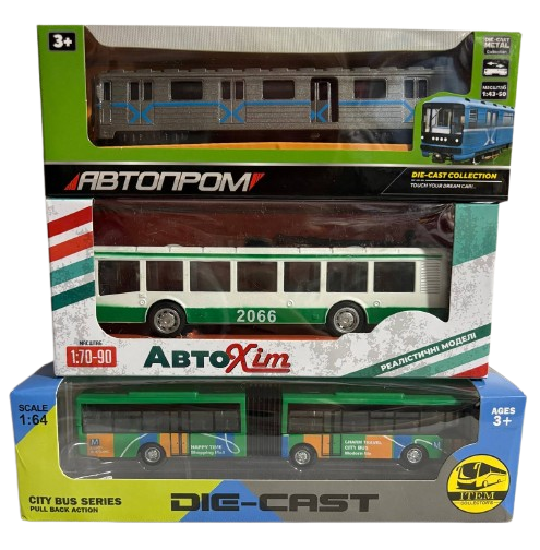 Вагон метро троллейбус и автобус металлопластиковые инерционные (1776)