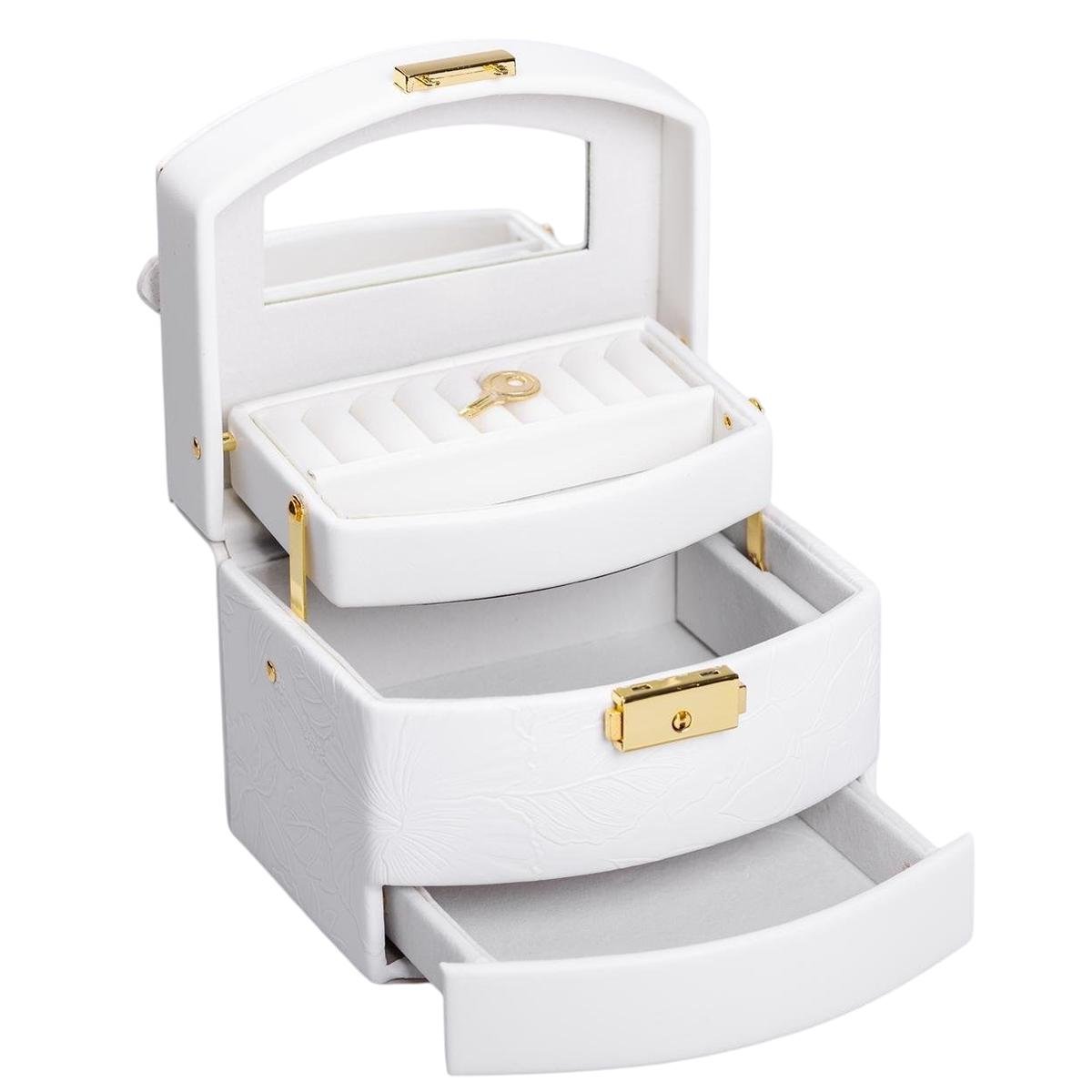 Кейс-шкатулка для украшений с замком 15,5х11,5х11,5 см Белый (HP-5-23W)