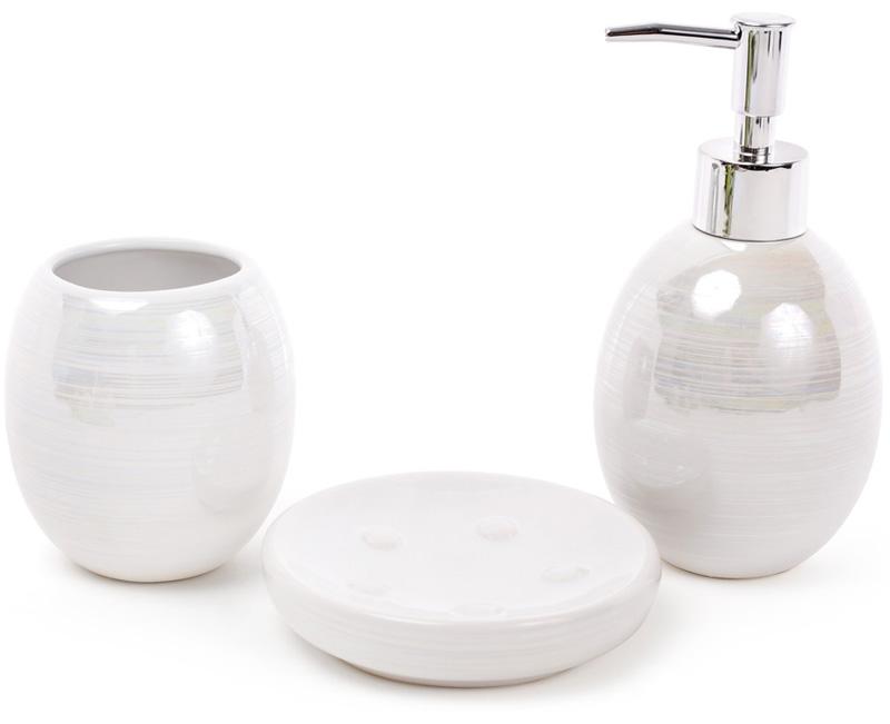 Набор аксессуаров Bright Nacre для ванной комнаты 3 пр. керамика Белый перламутр (BD-851-239)