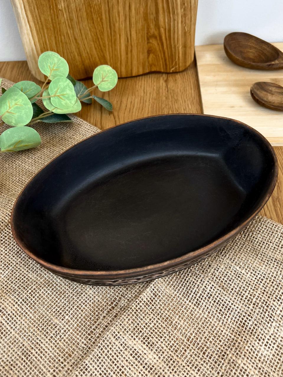 Блюдо под холодец керамическое глиняное резное ангоб (3003-26) - фото 3 Блюдо под холодец керамическое глиняное резное ангоб (3003-26) - фото 3