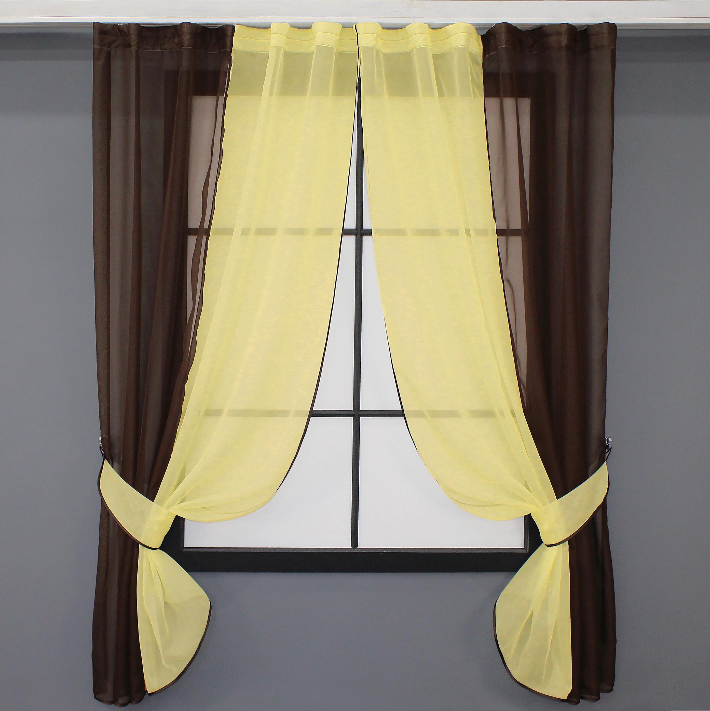 Шторы кухонные VR-Textil №017к комбинированные с подвязками 265х170 см Венге/Желтый (50-511) Шторы кухонные VR-Textil №017к комбинированные с подвязками 265х170 см Венге/Желтый (50-511)