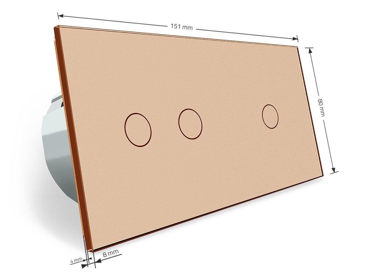 Выключатель сенсорный Livolo ZigBee 3 сенсора 1-2 стеклянный Золотой (VL-C701Z/C702Z-13) - фото 4