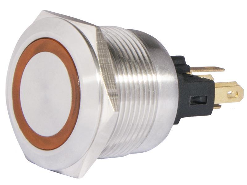 Кнопка TYJ 22-271 металева пласка з підсвічуванням 1NO+1NC 24V Жовтий (A0140010140)