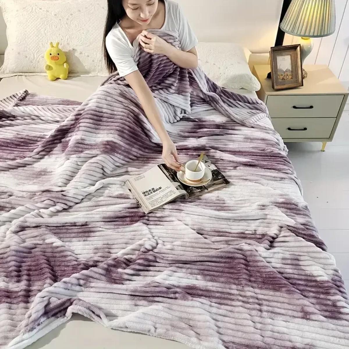 Плед Koloco Шарпей мармуровий євро 200х230 см Бузковий (41815) - фото 2