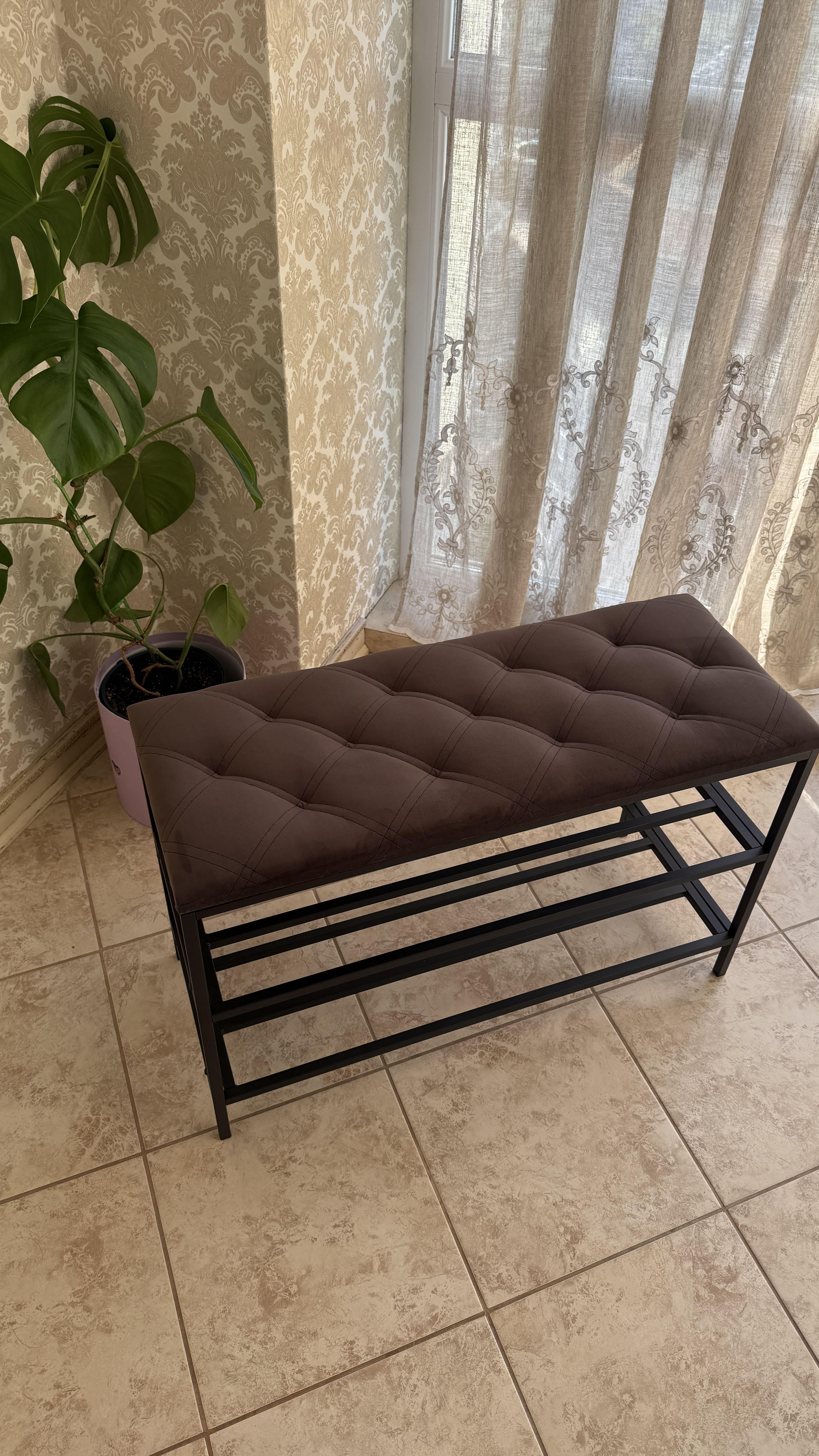 Банкетка вільветова антикіготь 100 см Коричневий (1919222)