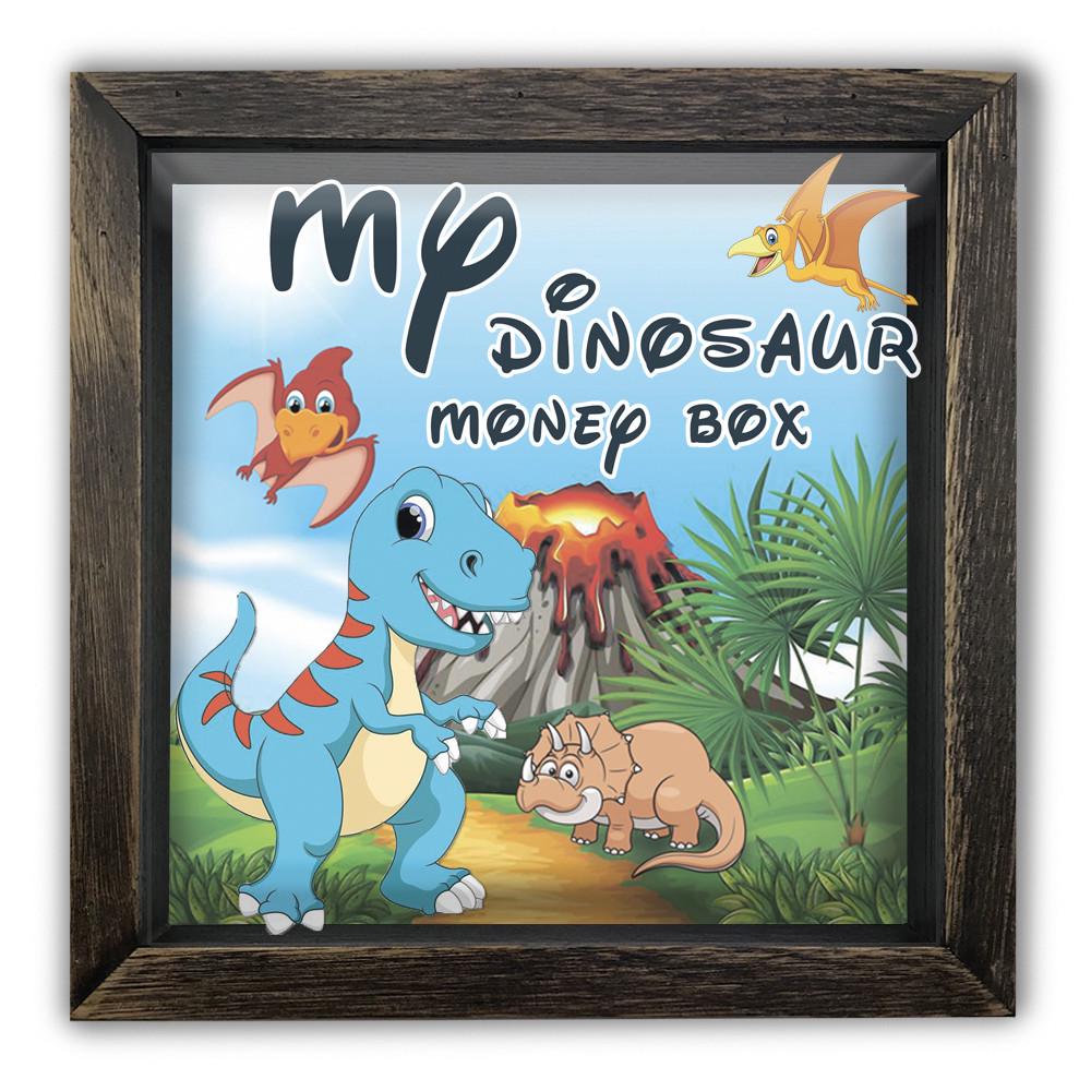 Копилка My dinosaur money box деревянная 20x20x6,5 см винтажная Коричневый (хркп0011ква)