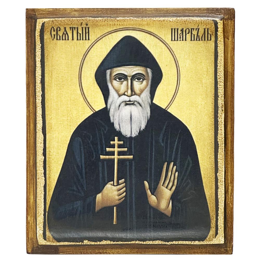 Икона Святой Шарбель на дереве 15х18 см (112-10875м)