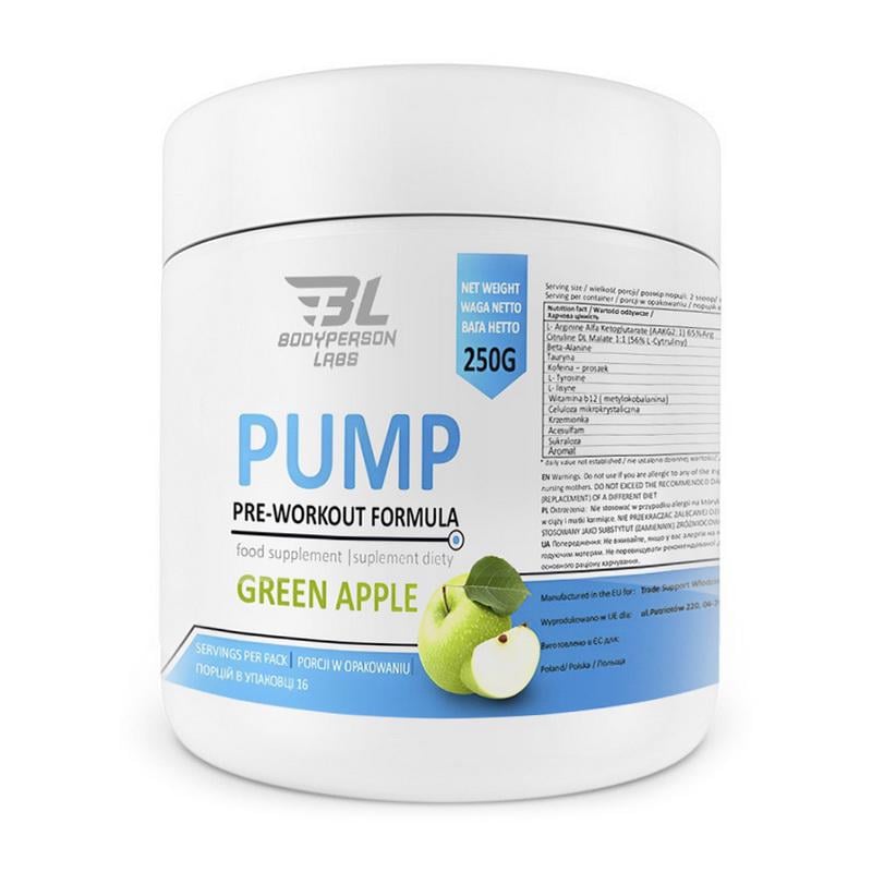 Передтренувальний комплекс з кофеїном Bodyperson Labs Pump Pre-Workout Formula 250 г Тропічні фрукти