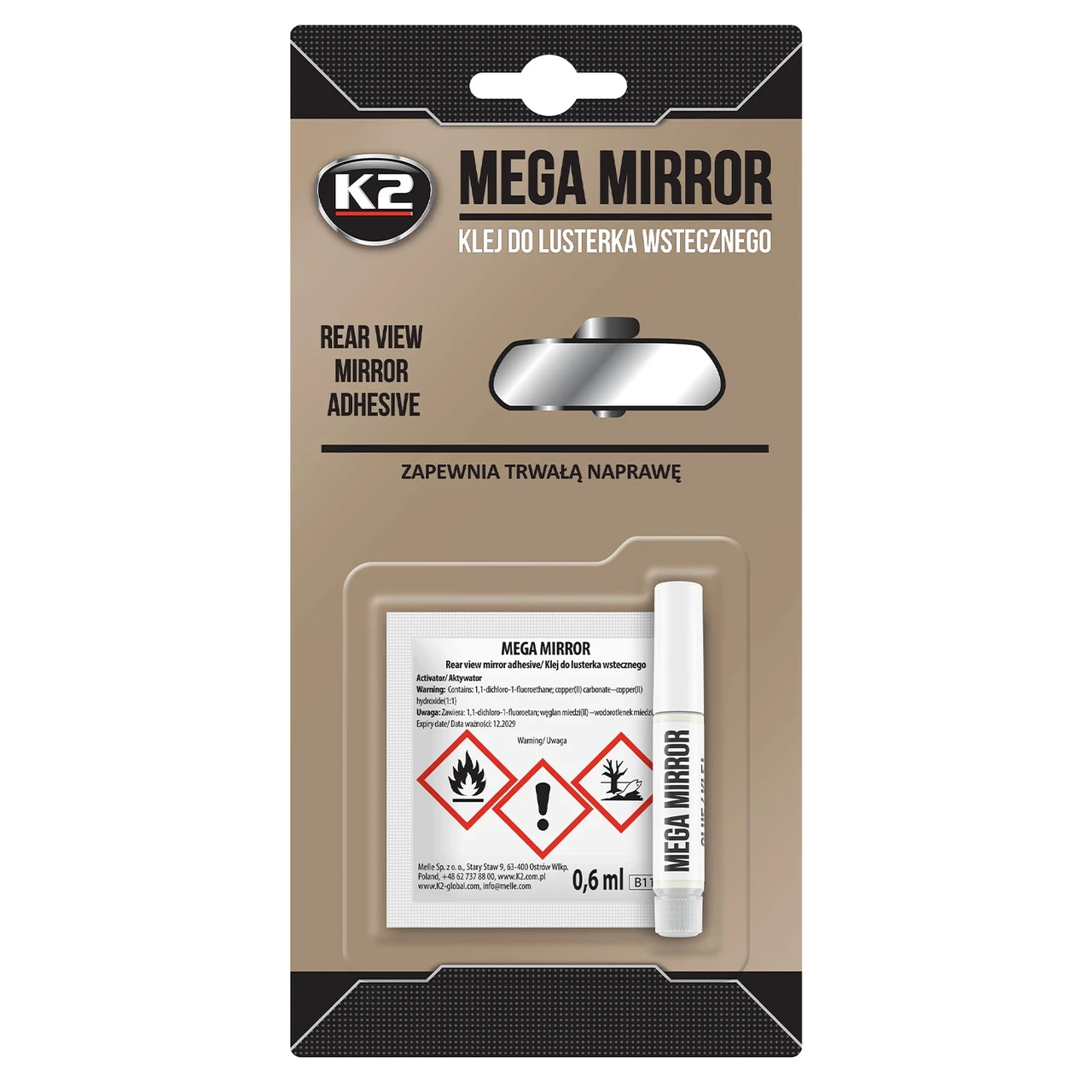 Клей для скла та дзеркал K2 Mega Mirror з активатором 0,6 мл + 0,5 мл Прозорий