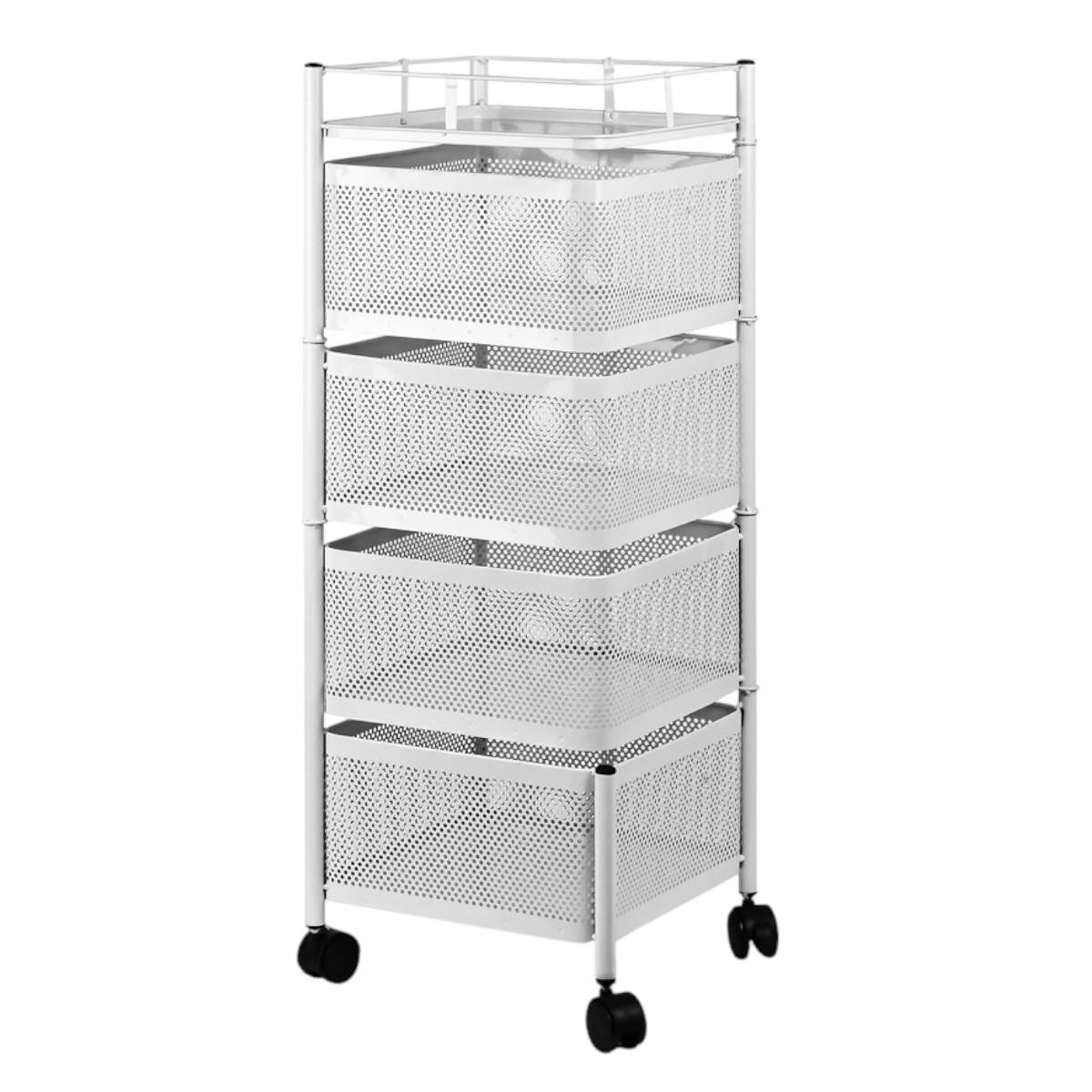 Этажерка на колесах Modern Home Cube 4 яруса 27х27х77 см Белый (R93519-W)