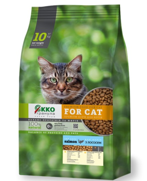 Корм преміум Екко-гранула для котів з лососем 10 кг + подарунок 3 кг (20990349)