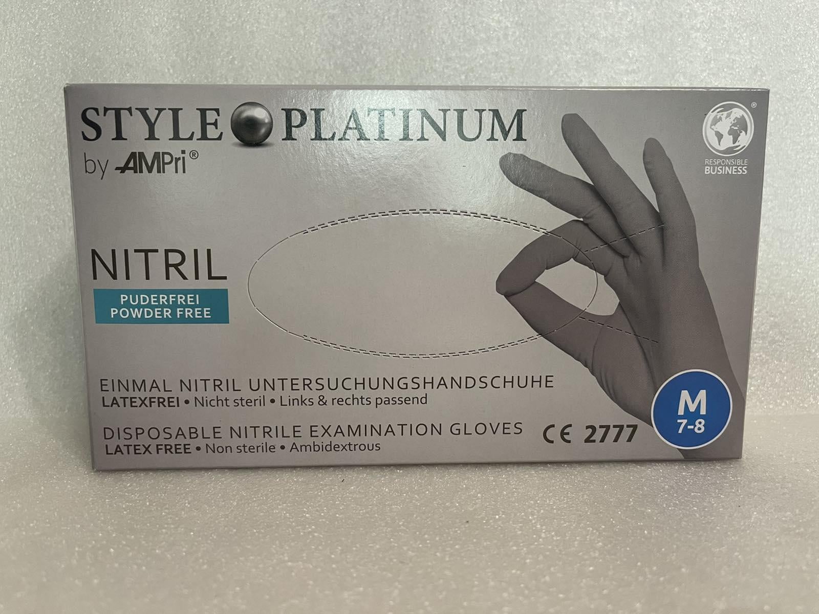 Перчатки нитриловые Style Platinum 50 пар M без пудры 3,8 г Серый