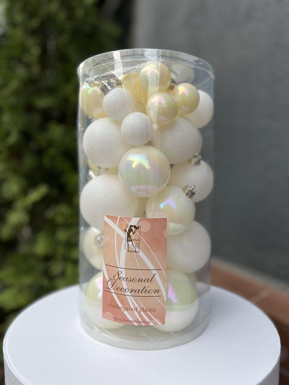 Набір ялинкових куль 40 шт. Білий (40000000037) - фото 1 Набір ялинкових куль 40 шт. Білий (40000000037) - фото 1