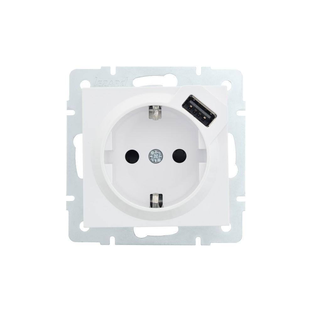 Розетка Vesna 742-0288-181 1-я с/с /USB Белый (00000039728)