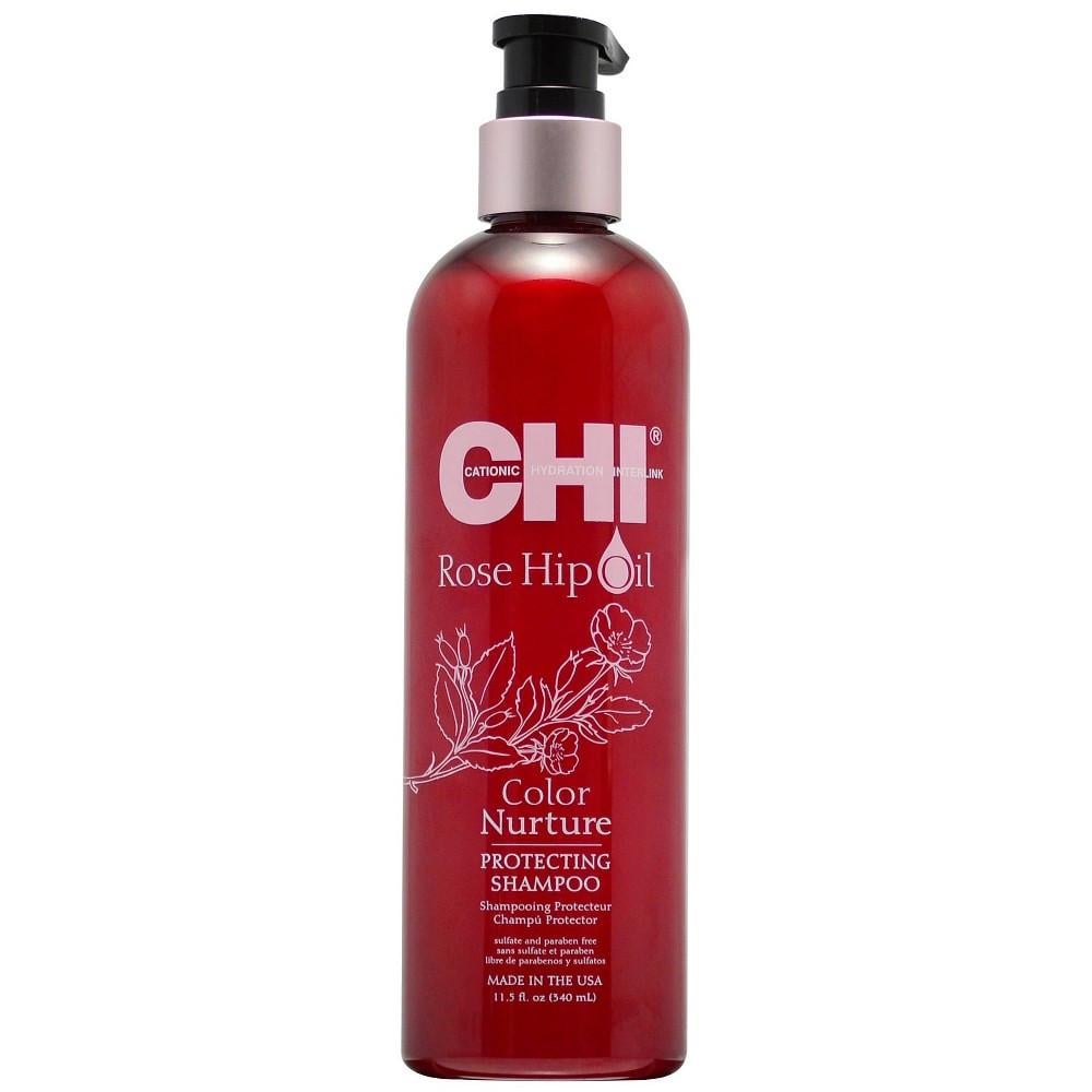 Захисний шампунь для фарбованого волосся CHI Rose Hip Protecting Shampoo з маслом шипшини і кератином 340 мл - фото 1