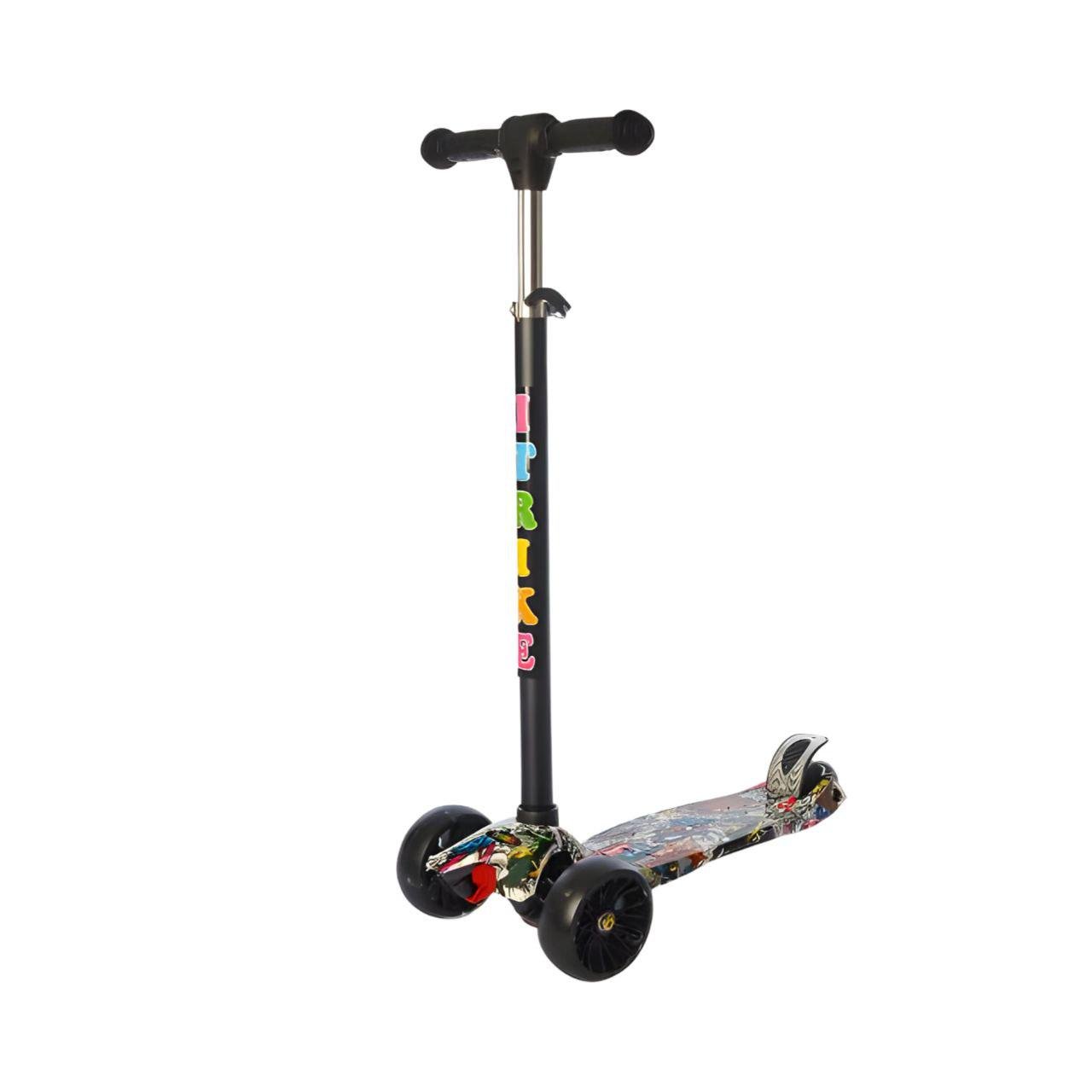 Самокат JR 3-060-22-WP1 з кольоровим принтом Чорний - фото 1