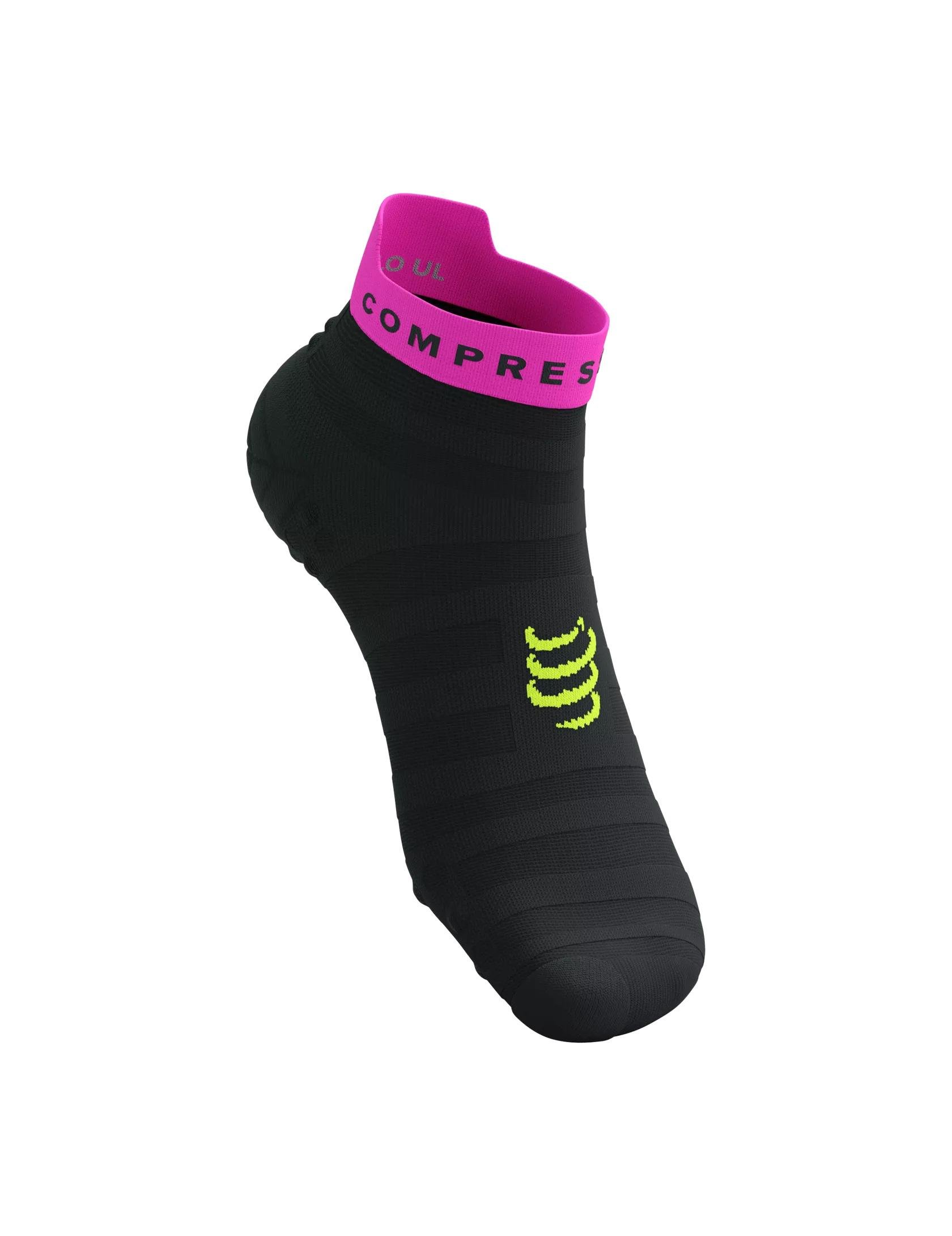 Носки Compressport Pro Racing Socks V4.0 Ultralight Run Low T4 Black/Safe Yellow/Neo Pink (17539351) - фото 2