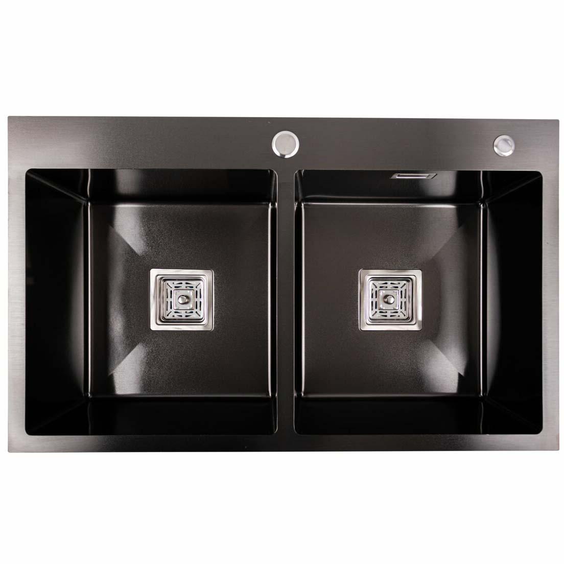 Мойка кухонная Platinum Handmade HDB 780x480x230 PVD Black (788741)