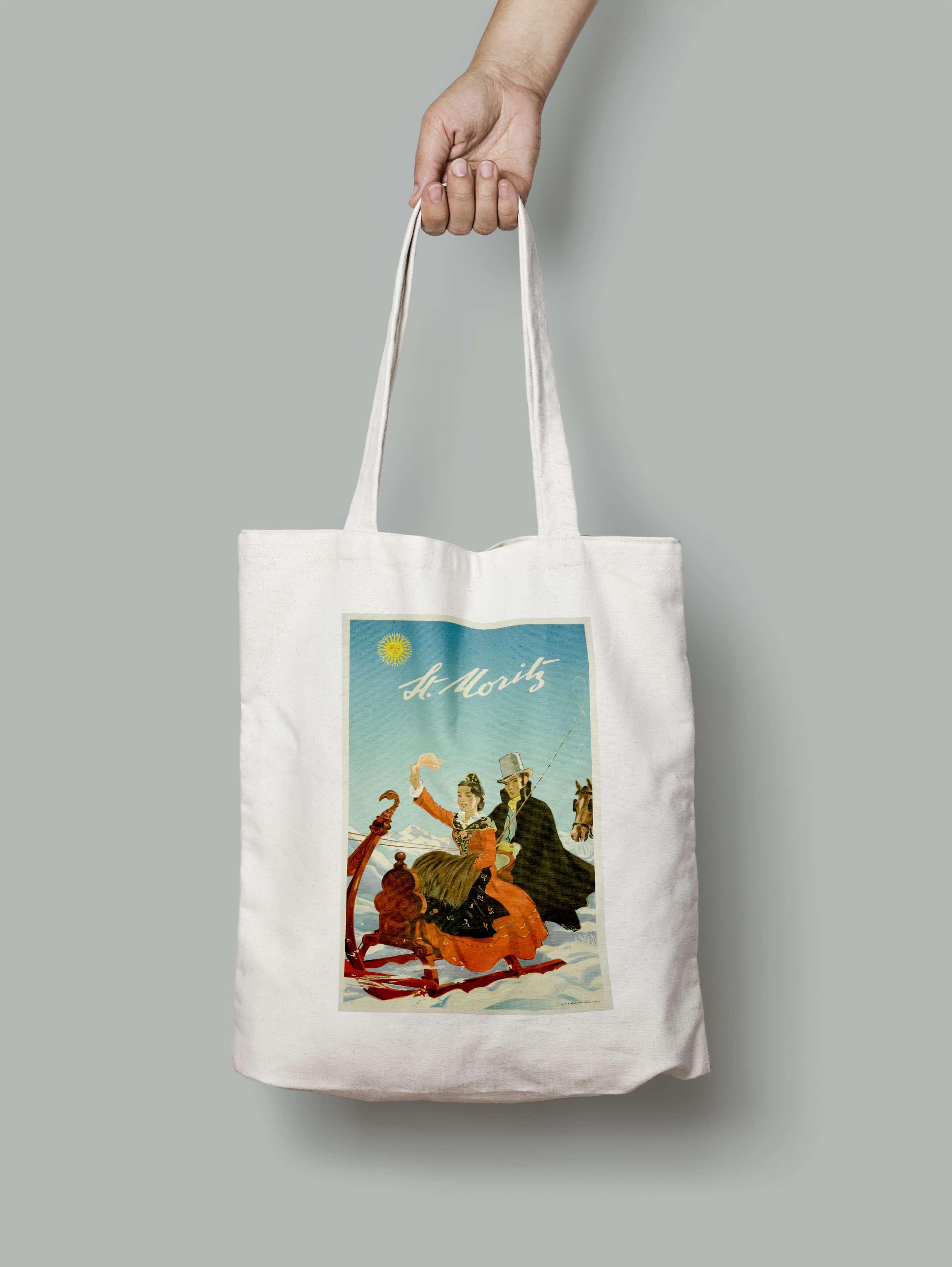 Эко-сумка Швейцария пара катается на санях шопер (st_moritz_switzerland_2_Bag)