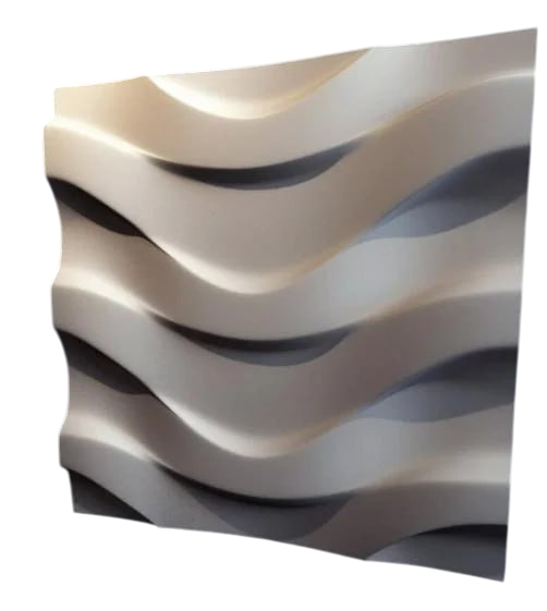 3D-панель гіпсова декоративна Хвиля під фарбування 500x500x30 мм Білий (30641978)