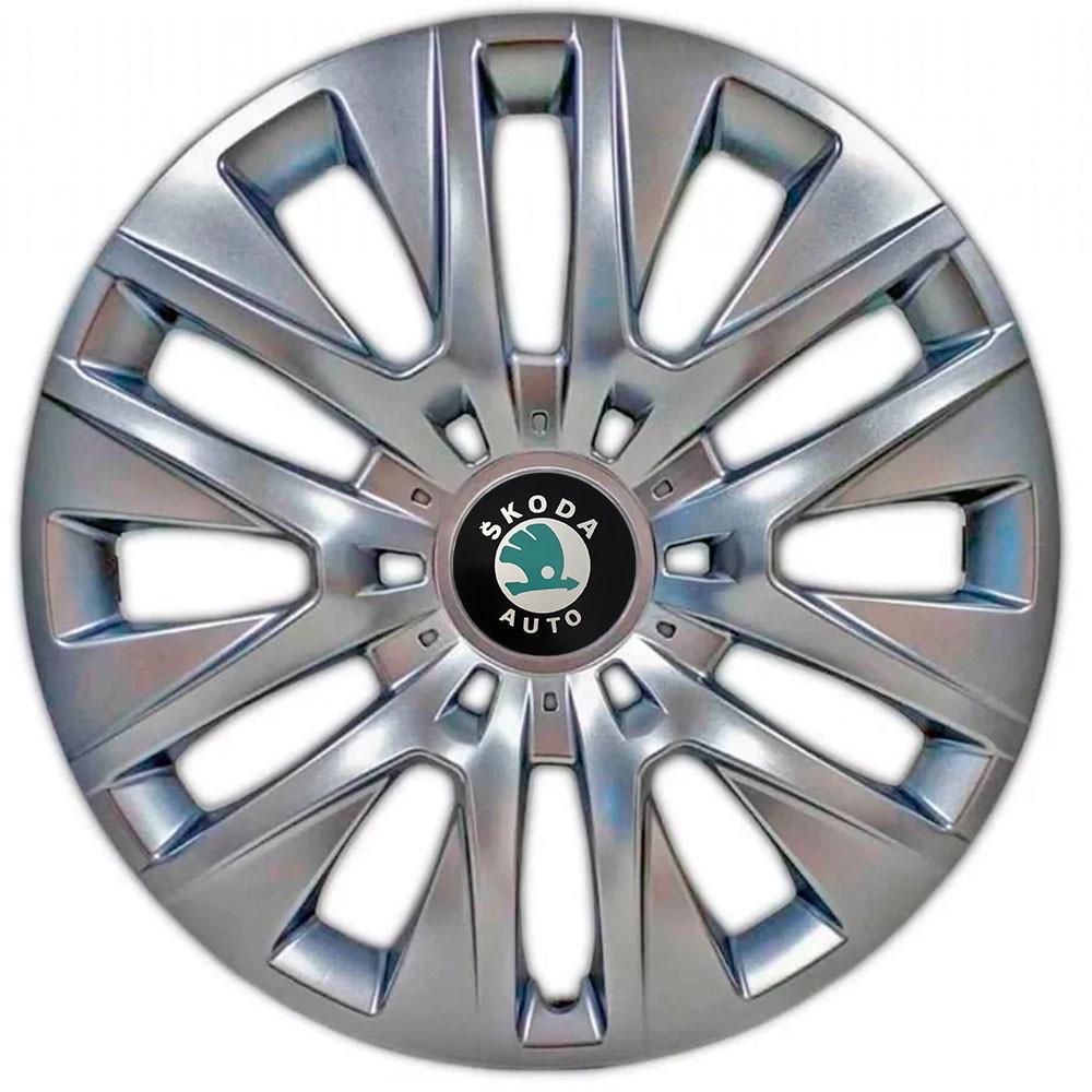 Колпаки SJS с логотипом Skoda 429 R16 4 шт. Зеленый/Серебряный (31006620)