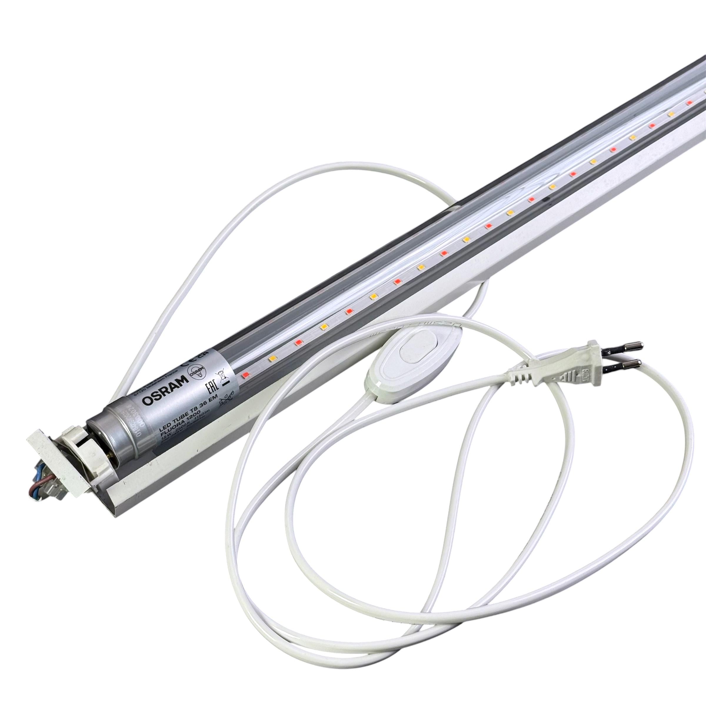 Фитосветильник для растений Led Story 1,2м с LED-лампой Т8 G13 2500К Osram fluora 15 Вт с кабелем 2 м (37368746)