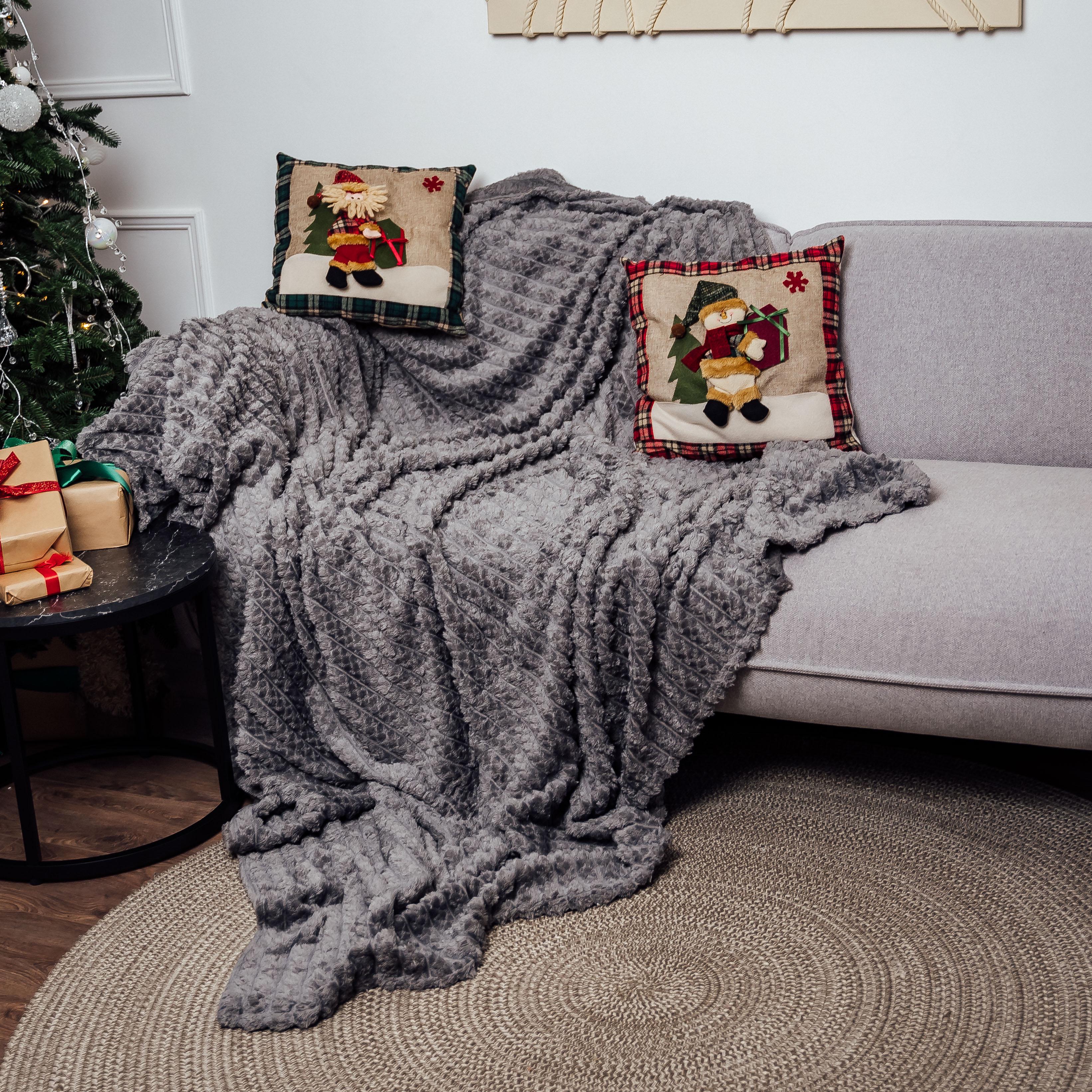 Плед Колосочек простой евростандарт 200х230 см Темно-серый (87283) Плед Колосочек простой евростандарт 200х230 см Темно-серый (87283)