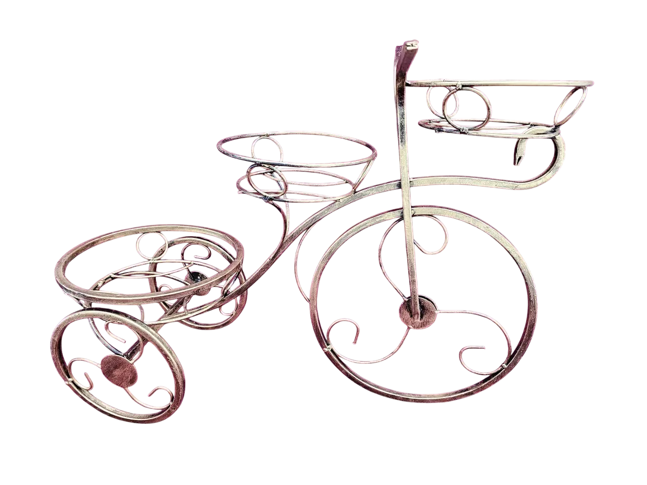 Подставка для цветов Хатинка Ровер трехколесная кованая на 3 вазона d 20 см/d 15 см (CNT00011785)