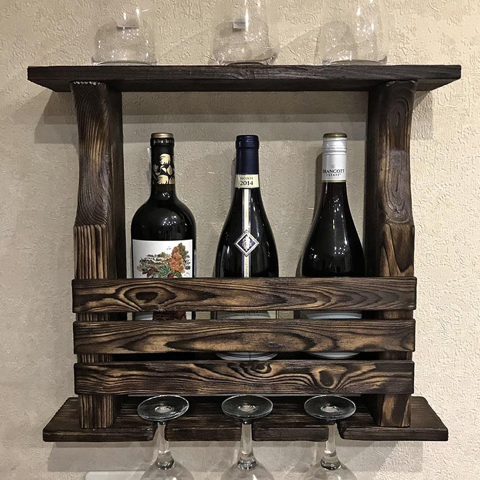 Полка для вина настенная из дерева Тоетоми Мустанг (ПНК-009729)