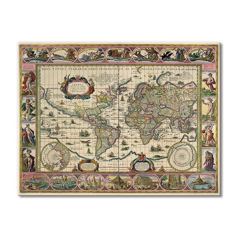 Винтажная карта Старинная карта мира географическая Америки 1 модуль 70x105 см