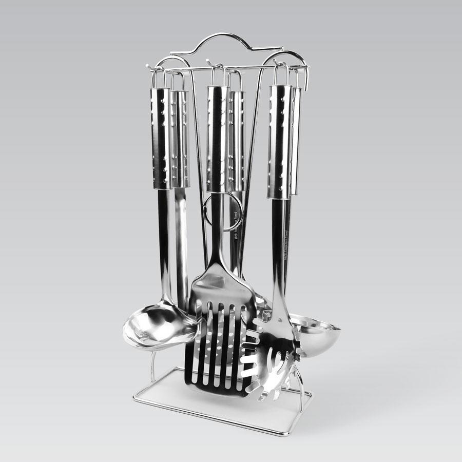 Набор кухонных принадлежностей на прямоугольной стойке из нержавеющей стали (MR-1545)