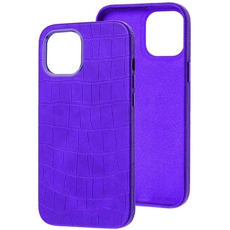 Протиударний шкіряний Чохол Epik Croco Leather для Apple iPhone 14 Plus (6.7") Purple - фото 1