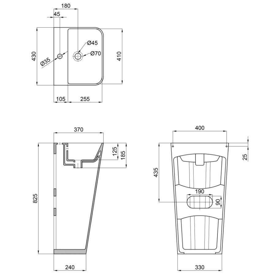 Раковина Qtap Tern підлогова без донного клапана (QT1711G302WN) - фото 2 Раковина Qtap Tern підлогова без донного клапана (QT1711G302WN) - фото 2