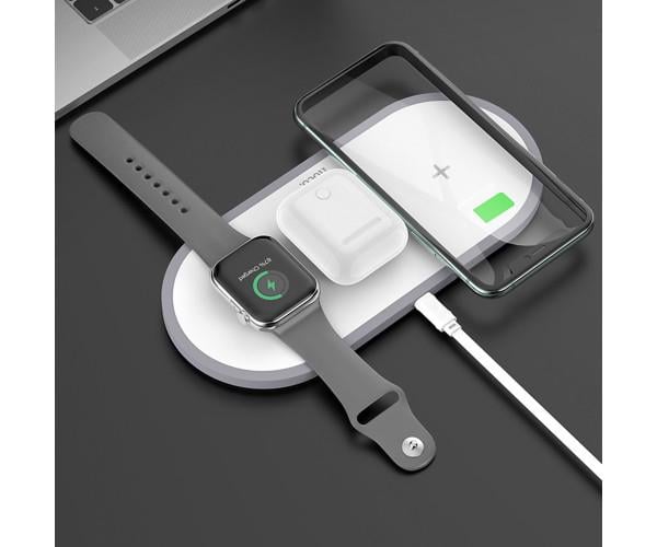 Беспроводное зарядное устройство Hoco CW24 для смартфонов с технологией Qi/Apple Watch/AirPods White - фото 3 Беспроводное зарядное устройство Hoco CW24 для смартфонов с технологией Qi/Apple Watch/AirPods White - фото 3
