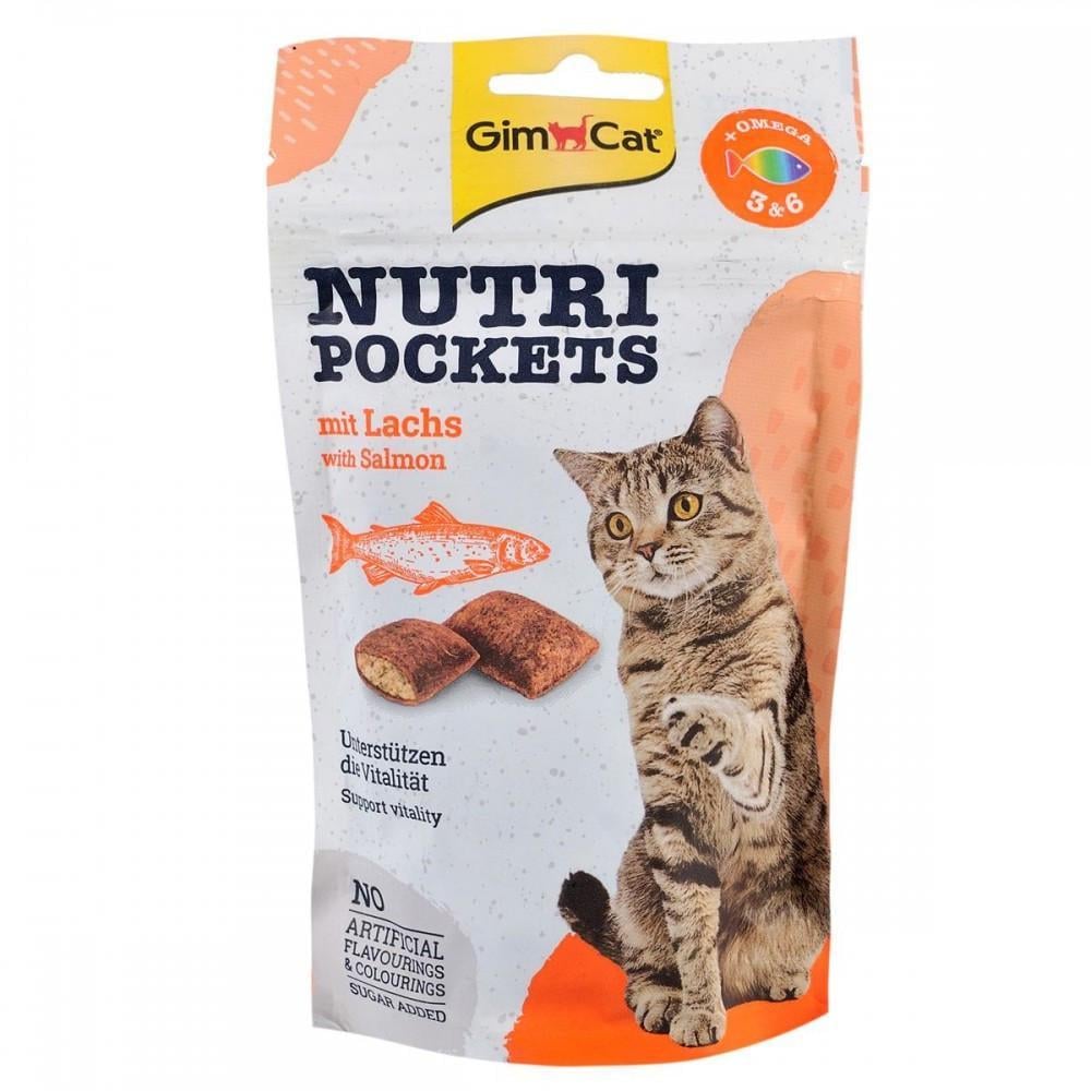 Лакомство для кошек Gimcat Nutri Pockets с лососем и Омега 3+6 60 г (1233233537)