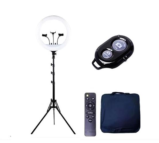 Кольцевая лампа Lighters SLP-G63 55 см с креплением для трех телефонов 220 В пульт + штатив 2 м