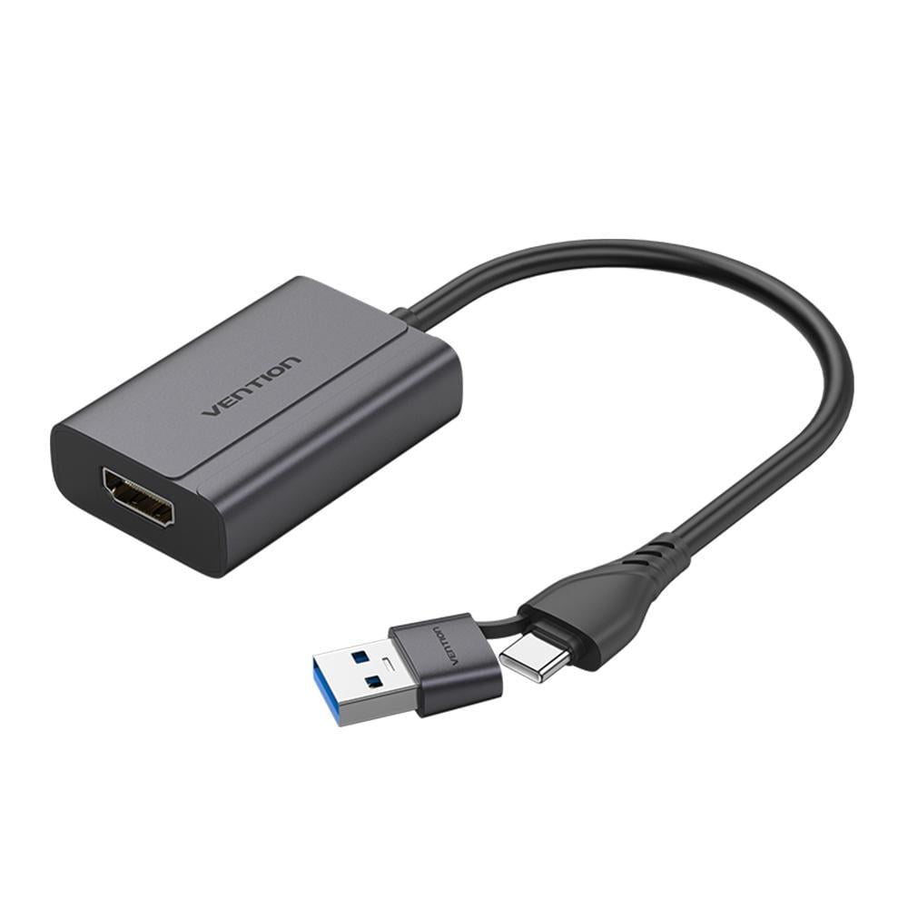 Адаптер USB-A/USB-C на HDMI Vention 1080p/60Hz/0.15 м Космический-серый (ACYHB)