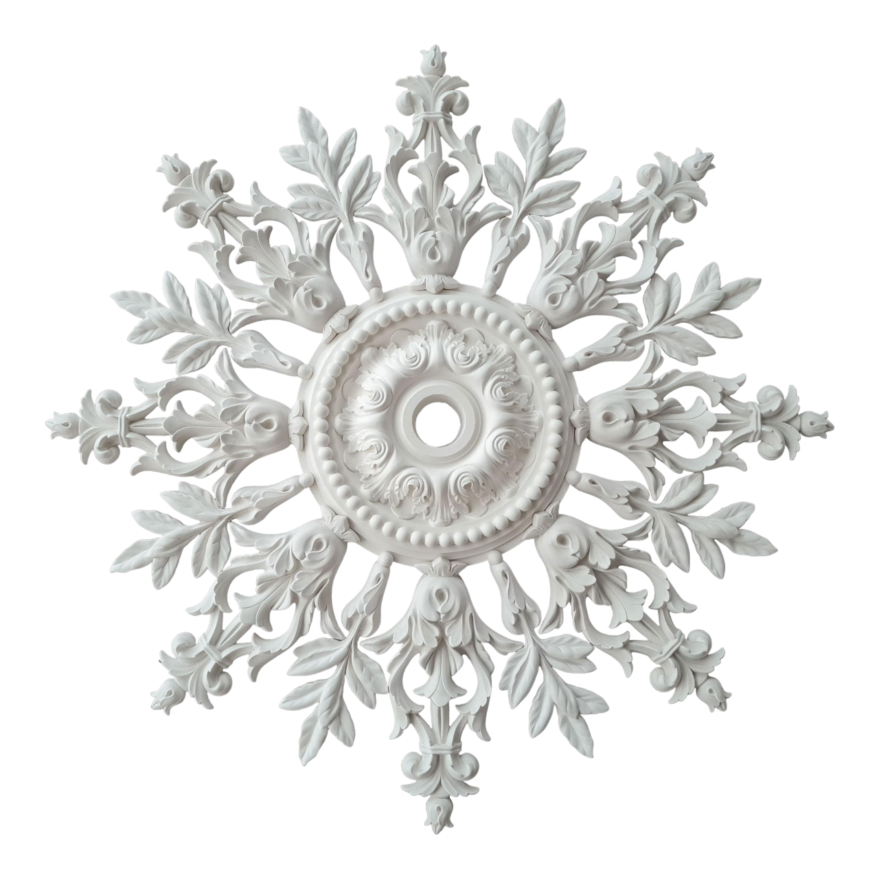 Розетка потолочная ErmitageDecor Р-129 центр классическая снежинка с изящным орнаментом гипс ⌀ 840 мм