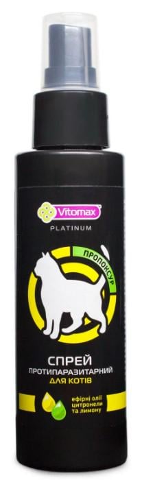 Протипаразитарний спрей Vitomax Platinum від бліх кліщів та вошей для котів 100 мл