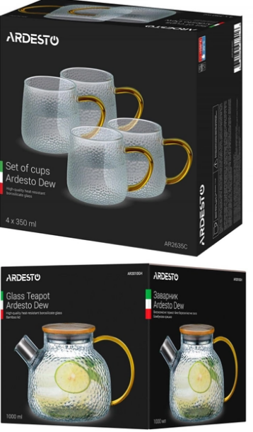 Набор чашек с заварником Ardesto Dew 4х350 мл AR2635C+AR3010GH (0180) - фото 7 Набор чашек с заварником Ardesto Dew 4х350 мл AR2635C+AR3010GH (0180) - фото 7