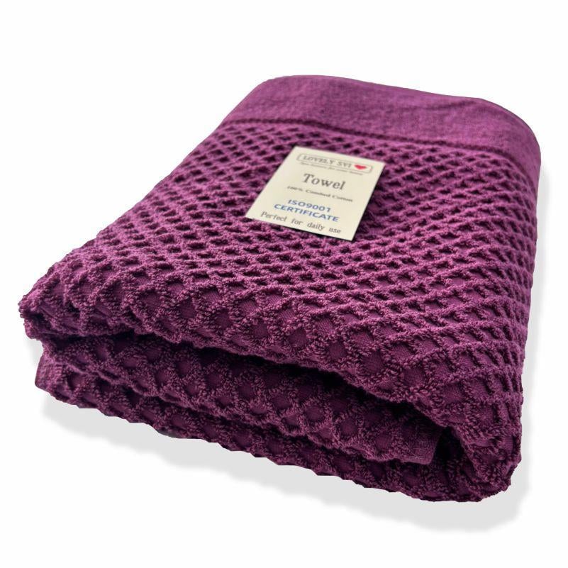 Рушник банний Lovely Svi Diamond Grid бавовна жаккард 70х140 см Бургунді (581124) - фото 1 Рушник банний Lovely Svi Diamond Grid бавовна жаккард 70х140 см Бургунді (581124) - фото 1