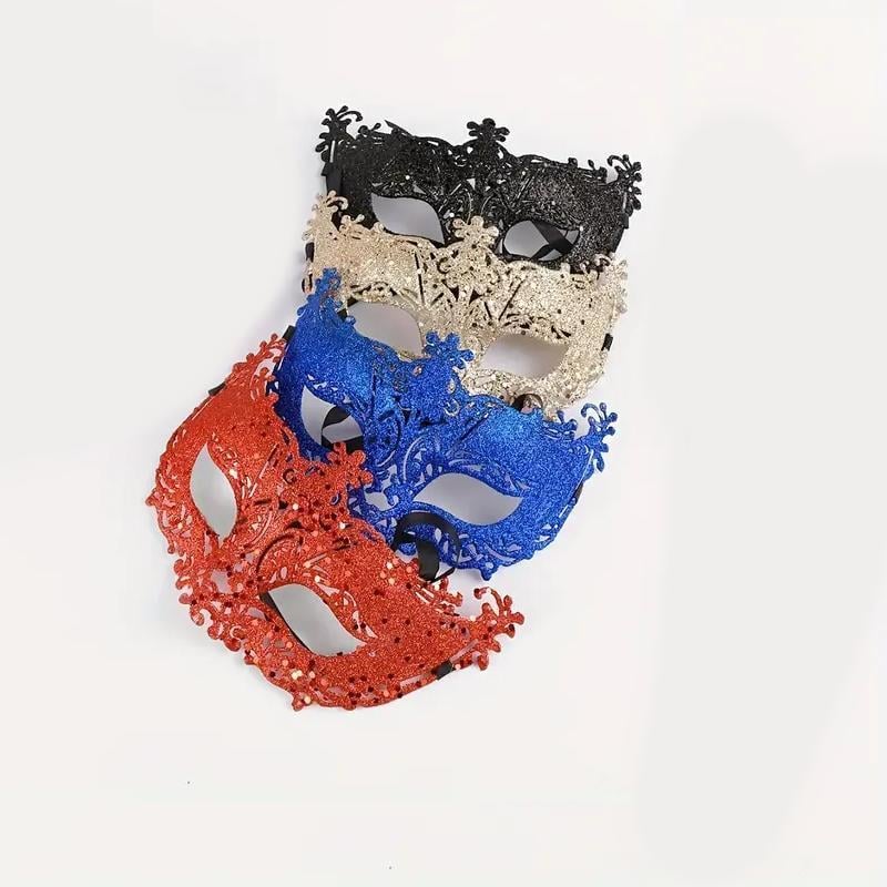 Женская венецианская карнавальная маска для глаз на завязках Золотистый (2789190693) - фото 8