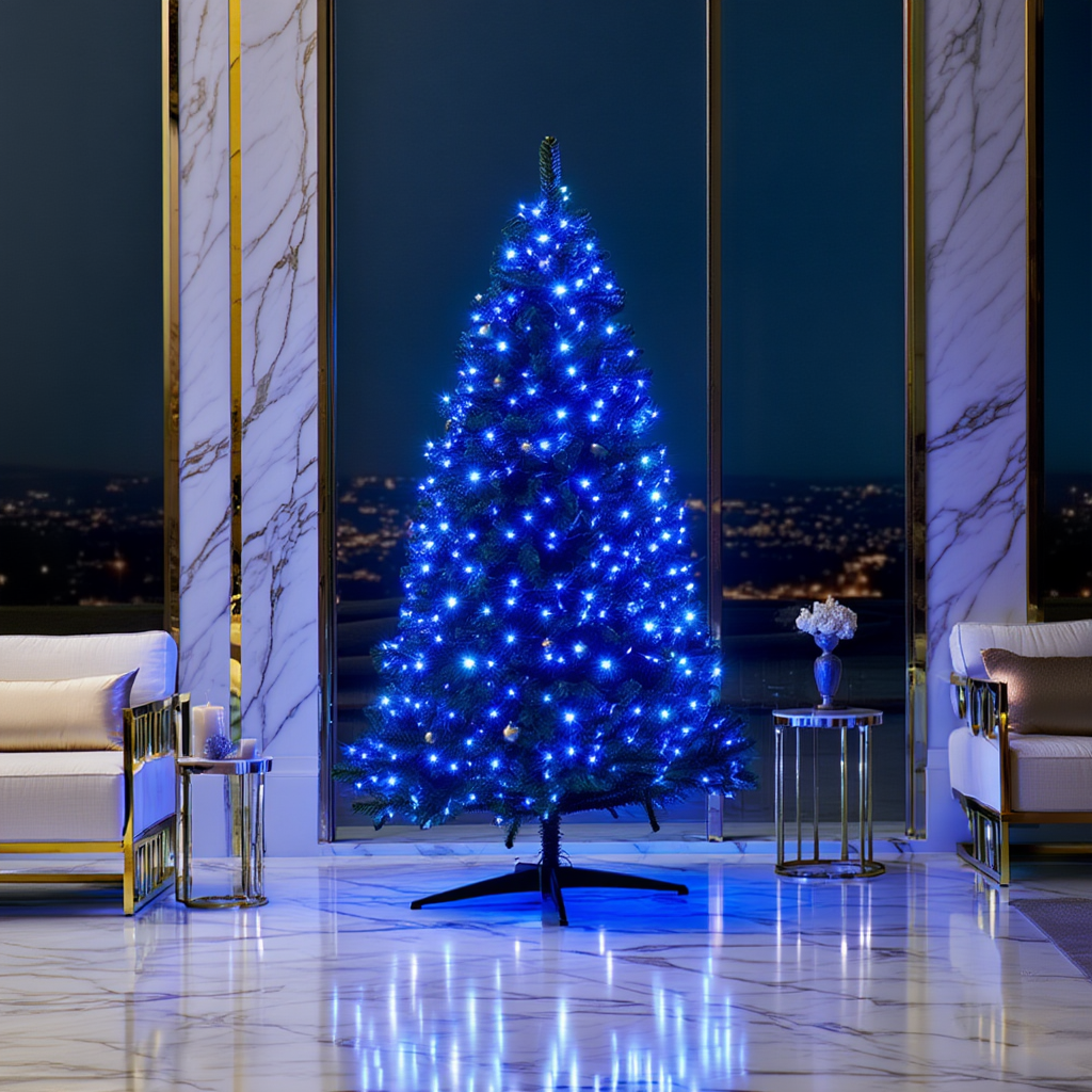 Гирлянда новогодняя комнатная роса Хвойная лапа 50 м 1500 LED белый провод Синее сияние (D1500L50MWBL)
